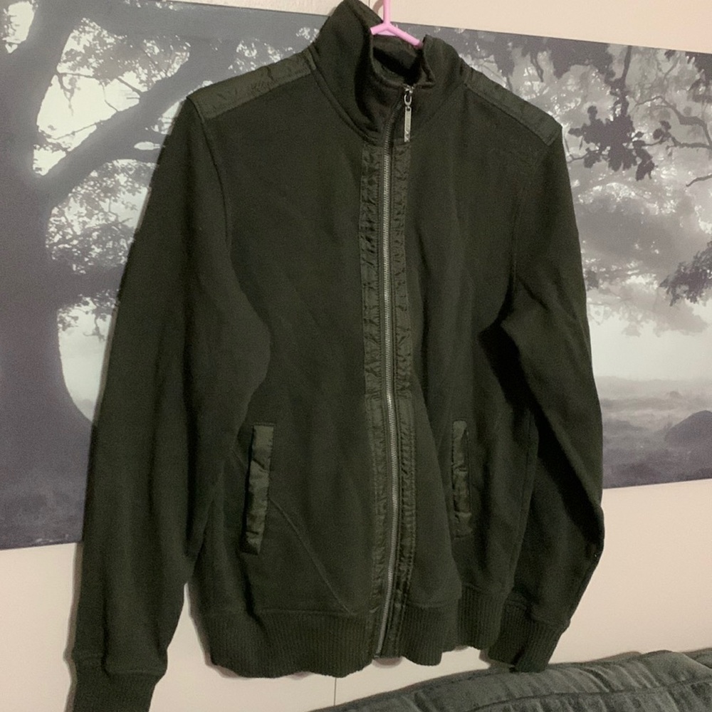 Guess army green zippered hoodie M
